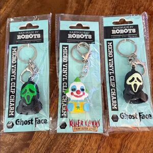 3 Handmade By Robots micro vinyl Clip Charm,  Keychains